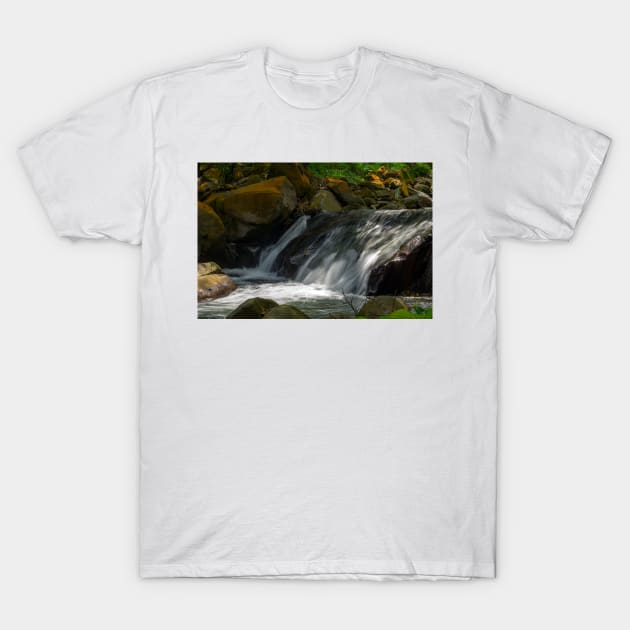 A Waterfall in the Mountains T-Shirt by likbatonboot